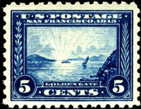 Scott 403<br />5c Golden Gate - Blue<br />Pane Single<br /><span class=quot;smallerquot;>(reference or stock image)</span>