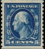 Scott 447<br />5c George Washington (Coil)<br />Coil Single<br /><span class=quot;smallerquot;>(reference or stock image)</span>
