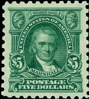 Scott 480<br />$5.00 John Marshall<br />Pane Single<br /><span class=quot;smallerquot;>(reference or stock image)</span>