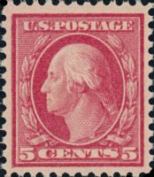Scott 505<br />5c George Washington - Rose Color Error<br />Pane Single - Error<br /><span class=quot;smallerquot;>(reference or stock image)</span>