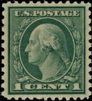 Scott 538<br />1c George Washington - Coil Waste<br />Pane Single; Perf: 11 x 10<br /><span class=quot;smallerquot;>(reference or stock image)</span>