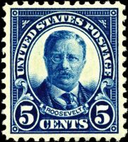 Scott 557<br />5c Theodore Roosevelt<br />Pane Single<br /><span class=quot;smallerquot;>(reference or stock image)</span>