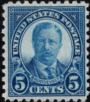 Scott 586<br />5c Theodore Roosevelt<br />Pane Single<br /><span class=quot;smallerquot;>(reference or stock image)</span>
