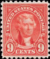 Scott 590<br />9c Thomas Jefferson<br />Pane Single<br /><span class=quot;smallerquot;>(reference or stock image)</span>