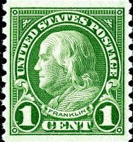 Scott 597<br />1c Benjamin Franklin<br />Coil Single<br /><span class=quot;smallerquot;>(reference or stock image)</span>