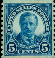 Scott 602<br />5c Theodore Roosevelt (Coil)<br />Coil Single<br /><span class=quot;smallerquot;>(reference or stock image)</span>
