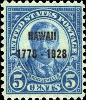 Scott 648<br />5c Theodore Roosevelt: Hawaii Overprint<br />Pane Single<br /><span class=quot;smallerquot;>(reference or stock image)</span>
