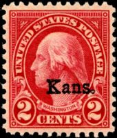 Scott 660<br />2c George Washington; Kansas Overprint<br />Pane Single<br /><span class=quot;smallerquot;>(reference or stock image)</span>