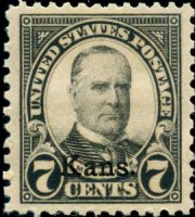 Scott 665<br />7c William McKinley; Kansas Overprint<br />Pane Single<br /><span class=quot;smallerquot;>(reference or stock image)</span>