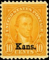 Scott 668<br />10c James Monroe; Kansas Overprint<br />Pane Single<br /><span class=quot;smallerquot;>(reference or stock image)</span>