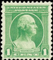 Scott 705<br />1c George Washington Birth Centennial<br />Pane Single<br /><span class=quot;smallerquot;>(reference or stock image)</span>