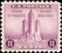 Scott 729<br />3c Chicago Federal Building<br />Pane Single<br /><span class=quot;smallerquot;>(reference or stock image)</span>