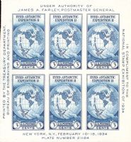Scott 735<br />18c | 3c Byrd Antarctic Expedition II<br />Souvenir Sheet of 6<br /><span class=quot;smallerquot;>(reference or stock image)</span>