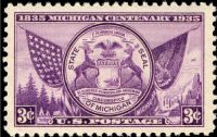 Scott 775<br />3c Michigan Statehood Centennial<br />Pane Single<br /><span class=quot;smallerquot;>(reference or stock image)</span>