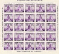 Scott 767<br />75c | 3c Chicago Federal Building - Imperforate; w/o gum - Farley Reprint #731<br />Souvenir Sheet of 25<br /><span class=quot;smallerquot;>(reference or stock image)</span>