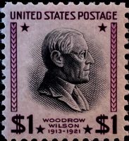 Scott 832<br />$1.00 Woodrow Wilson -<br />Purple & Black; Pane Single<br /><span class=quot;smallerquot;>(reference or stock image)</span>