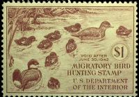 Scott RW8<br />$1.00 Family of Ruddy Ducks - Issued 1941<br />Pane Single<br /><span class=quot;smallerquot;>(reference or stock image)</span>