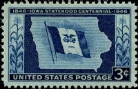 Scott 942<br />3c Iowa Statehood Centennial<br />Pane Single<br /><span class=quot;smallerquot;>(reference or stock image)</span>