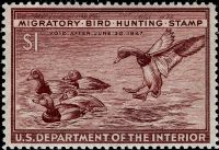 Scott RW13<br />$1.00 Redhead Ducks - Issued 1946<br />Pane Single<br /><span class=quot;smallerquot;>(reference or stock image)</span>