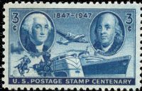 Scott 947<br />3c Postage Stamp Centenary<br />Pane Single<br /><span class=quot;smallerquot;>(reference or stock image)</span>