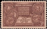 Scott 972<br />3c Oklahoma Indian Centennial<br />Pane Single<br /><span class=quot;smallerquot;>(reference or stock image)</span>