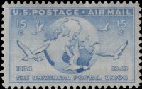 Scott C43<br />15c Universal Postal Union - Globe and Doves<br />Pane Single<br /><span class=quot;smallerquot;>(reference or stock image)</span>