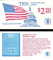 Scott BK145<br />$2.20 | 22c Flag over Dome<br />Booklet<br /><span class=quot;smallerquot;>(reference or stock image)</span>