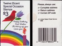 Scott BK165<br />$3.00 | 25c Special Occasions<br />Booklet<br /><span class=quot;smallerquot;>(reference or stock image)</span>