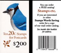 Scott BK172<br />$2.00 | 20c Blue Jay<br />Booklet<br /><span class=quot;smallerquot;>(reference or stock image)</span>