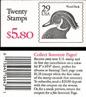 Scott BK174<br />$5.80 | 29c Wood Duck - Black Denomination<br />Booklet<br /><span class=quot;smallerquot;>(reference or stock image)</span>