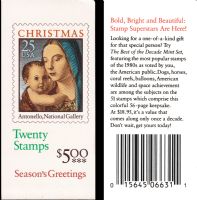 Scott BK180<br />$5.00 | 25c Madonna and Child by Antonello<br />Booklet<br /><span class=quot;smallerquot;>(reference or stock image)</span>