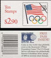 Scott BK186B<br />$2.90 | 29c Flag Over Olympic Rings<br />Booklet<br /><span class=quot;smallerquot;>(reference or stock image)</span>