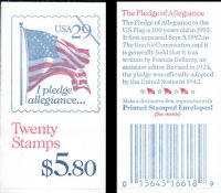 Scott BK196<br />$5.80 | 29c Flag - Black Denomination<br />Booklet<br /><span class=quot;smallerquot;>(reference or stock image)</span>