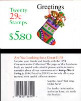 Scott BK218<br />$5.80 | 29c Greetings Stocking<br />Booklet<br /><span class=quot;smallerquot;>(reference or stock image)</span>
