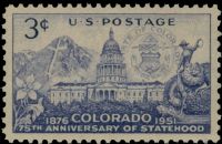 Scott 1001<br />3c Colorado Statehood<br />Pane Single<br /><span class=quot;smallerquot;>(reference or stock image)</span>