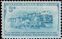 Scott 1006<br />3c Baltimore and Ohio Railroad<br />Pane Single<br /><span class=quot;smallerquot;>(reference or stock image)</span>