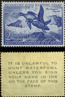 Scott RW19<br />$2.00 Harlequin Ducks - Issued 1952<br />Pane Single<br /><span class=quot;smallerquot;>(reference or stock image)</span>