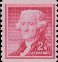 Scott 1055a-Dry<br />2c Thomas Jefferson<br />Coil Single; Large Holes<br /><span class=quot;smallerquot;>(reference or stock image)</span>