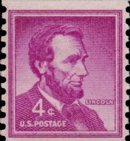 Scott 1058-Dry<br />4c Abraham Lincoln<br />Coil Single; Large Holes<br /><span class=quot;smallerquot;>(reference or stock image)</span>