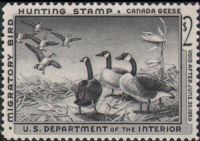Scott RW25<br />$2.00 Canada Geese - Issued 1958<br />Pane Single<br /><span class=quot;smallerquot;>(reference or stock image)</span>