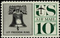 Scott C57<br />10c Liberty Bell - Black & Green<br />Pane Single<br /><span class=quot;smallerquot;>(reference or stock image)</span>