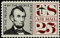 Scott C59<br />25c Abraham Lincoln - Black & Maroon<br />Pane Single<br /><span class=quot;smallerquot;>(reference or stock image)</span>