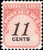 Scott J102<br />11c Numerals 11 - Solid Denomination in Black - Carmine-rose<br />Pane Single<br /><span class=quot;smallerquot;>(reference or stock image)</span>