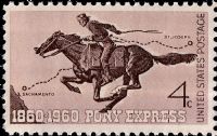 Scott 1154<br />4c Pony Express Centennial<br />Pane Single<br /><span class=quot;smallerquot;>(reference or stock image)</span>