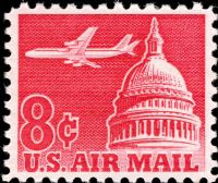 Scott C64<br />8c Jet Airliner Over Capitol - Carmine<br />Pane Single<br /><span class=quot;smallerquot;>(reference or stock image)</span>