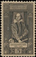 Scott 1250<br />5c Shakespeare<br />Pane Single<br /><span class=quot;smallerquot;>(reference or stock image)</span>