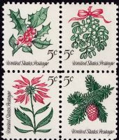 Scott 1254-1257<br />5c Seasonal Plants<br />Pane Block of 4 #1257a (4 designs); Untagged<br /><span class=quot;smallerquot;>(reference or stock image)</span>