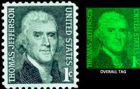 Scott 1278<br />1c Thomas Jefferson<br />Pane Single; Overall Tag<br /><span class=quot;smallerquot;>(reference or stock image)</span>