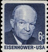Scott 1401<br />6c Dwight D. Eisenhower<br />Coil Single; Shiny Gum; Overall Tag<br /><span class=quot;smallerquot;>(reference or stock image)</span>