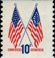 Scott 1519<br />10c 50-Star and 13-Star Flags Crossed Flags (Coil)<br />Coil Single<br /><span class=quot;smallerquot;>(reference or stock image)</span>